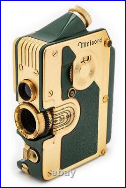 (24) GOERZ Minicord Gold plated withgreen leather, case, beautiful, serviced
