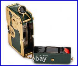 (24) GOERZ Minicord Gold plated withgreen leather, case, beautiful, serviced