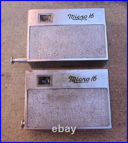 2 Vintage WM. R. Whittaker Micro 16 16mm Subminiature Miniature Camera Chrome