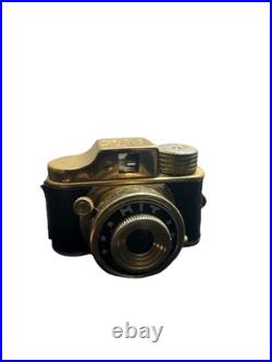 Rare HIT Vintage Subminiature Spy Film Camera Black & Gold Leather Sleeve Japan