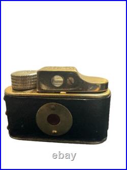 Rare HIT Vintage Subminiature Spy Film Camera Black & Gold Leather Sleeve Japan