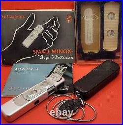Vintage 1960s Minox-B Subminiature Camera with Leather Case Chain Box Book Germany