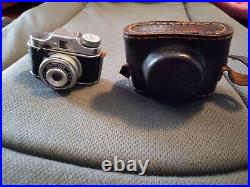 Vintage CRYSTAR Miniature Mini Spy Film Camera In Brown Leather Case
