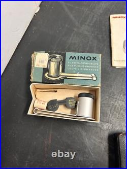 Vintage Germany Minox C spy camera Heliotron Me-1 Leather Cases Etc UNTESTED